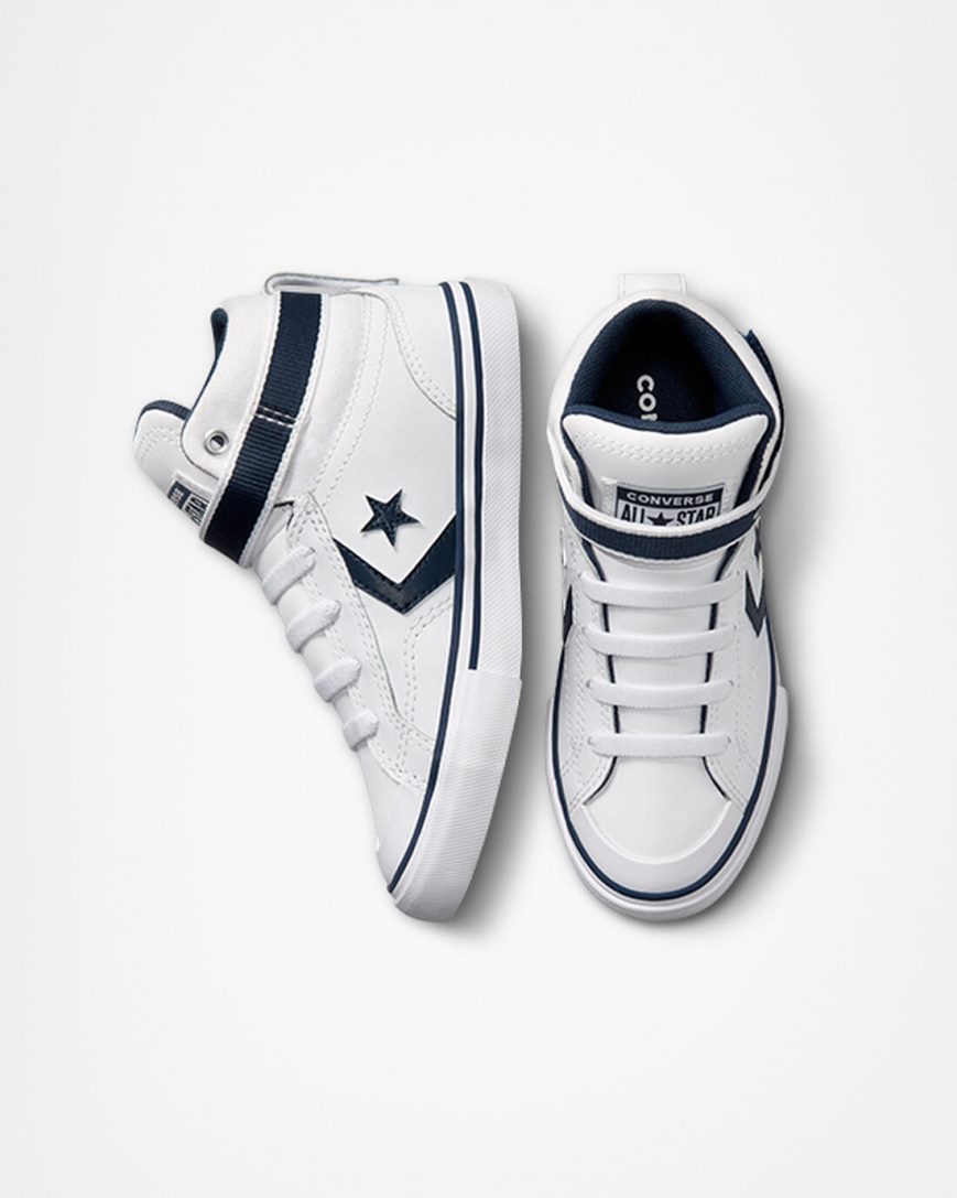 Zapatillas Altas Converse Pro Blaze Strap Easy-On Varsity Club Niño Blancas Azul Marino Blancas | PE 58W240